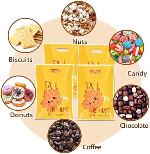 EUVBOKW 100 PCS Fall for Jesus Treat Bags with Handles