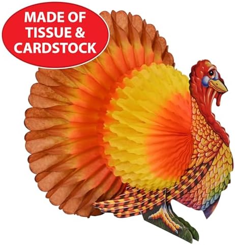 Beistle 12-inch Tissue Turkey Centerpiece; 3/Pack99066