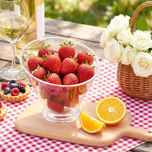 LemonRoad 6 Pcs Clear Plastic Serving Bowls with Scoops, Candy Bowls for Party Table, Disposable Angled Buffet Containers Dishes for Salad Fruit Snacks Appetizer Bar Catering Supplies(19oz)
