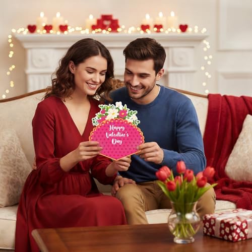 Funrous 24 Pack Valentine's Day Flower Cards with Envelopes Stickers