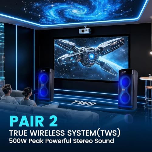 Karaoke Machine for Adults with 2 Wireless Mics, 500W(Peak) Party Speaker