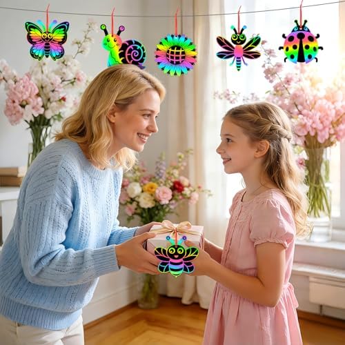 JULMELON 36 Pcs Spring Bugs Scratch Cards for DIY Spring Crafts
