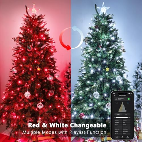 Brizled Smart Red & White Christmas Lights, 66 ft 200 LED Color Changing