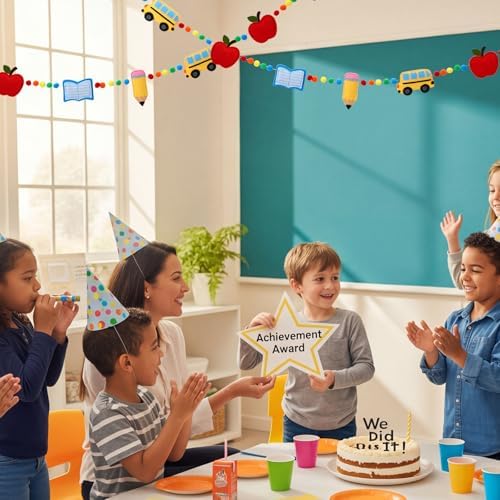 Croblissful Back to School Felt Garland Classroom Pom Pom Decorations
