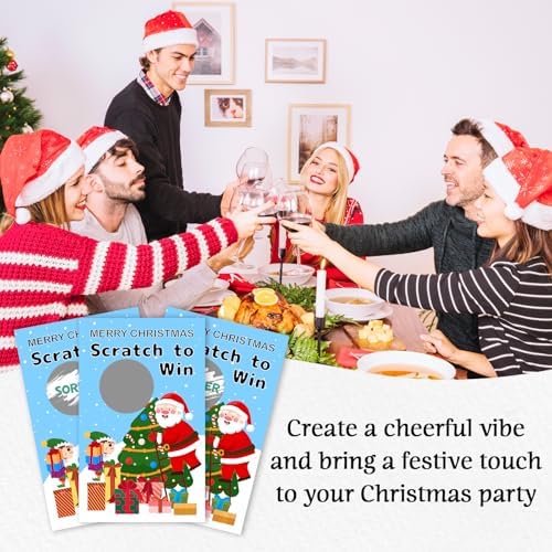 ZIIUFRN 40 Pcs Santa Christmas Scratch Off Cards with Stickers, Merry Christmas Raffle Tickets for Games Prizes, Xmas Holiday Party Games for Family Party -A02