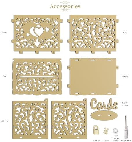 Jolik Wedding Card Box With Sign, Large DIY Locking Money Box Holder for Wedding Reception, Gift Card & Envelope Storage, Anniversary & Birthday Party Decoration, Bridal Party Box (Yellow)