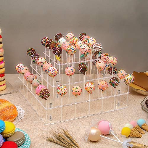 YestBuy Cake Pop Display Stand For Drying, 56 Hole Cake Pop Holder , 3 Tiered Lollipop Holder For Party Candy Bar Dessert Table