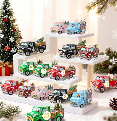 HEIPINIUYE 24 Empty Advent Calendar Boxes to Fill Yourself, DIY Empty Christmas Countdown Calendars 2025 Fillable Advent Calendar Box for Kids Adults Xmas Truck Calendars Gift Boxes