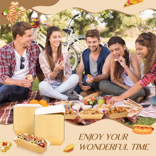 Yeaqee 100 Pcs 7" Paper Hot Dog Trays Disposable Food Nacho Boats
