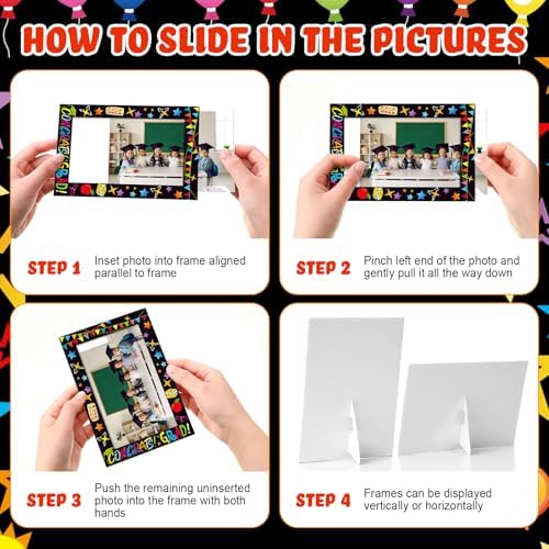 AmazingSpark 50 Pack Paper Picture Frames 4x6, Kindergarten Cards