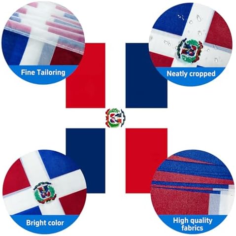 AhfuLife 60 Pcs Dominican String Flags for Independence Day Decorations, Small Dominican Flag Bunting Banner - Double Sided for National Day Festival Party Decorations (5.5×8.3 Inch-66 Ft)