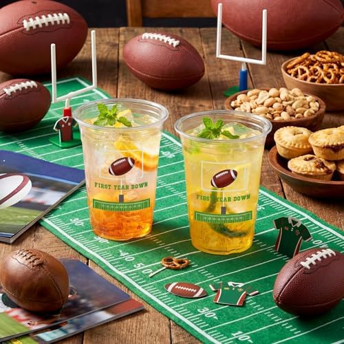 100 Pcs Bee Party Cups 16 oz, Brown, Green, Football
