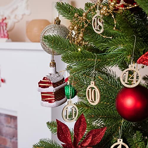 GWHOLE 1-24 Wooden Number with String for Christmas Advent Calendar