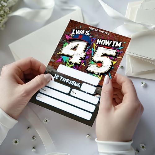 4x6 I Was 4 Now I'm 5" Urban 5th Birthday Invitation Set (20 Cards + 20 Envelopes) – Street Style Sports Themed Party Invites.(167)