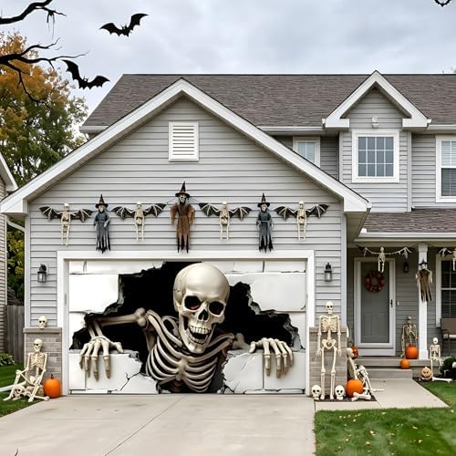 6 x 13 ft Halloween Garage Door Cover, Halloween Decorations Outdoor Hanging Banner Garage Buddy Backdrop for Home Wall Decor Holiday Spooky Party Photo Backgrounds Window Decoration