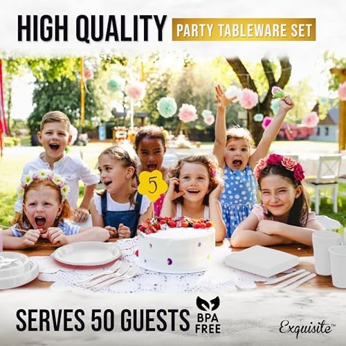 Exquisite 182 Pcs White Plates and Napkins Party Supplies Plate Sets