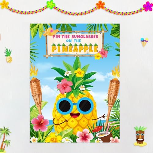 Faccito Hawaiian Game with Sticker Pin the Sunglasses on Pineapple Game