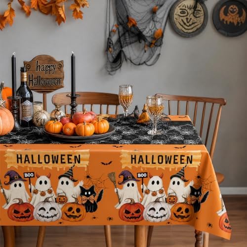 Halloween Tablecloth 2 Pack, 54 x 108 Inch Pumpkin Ghost Table Covers