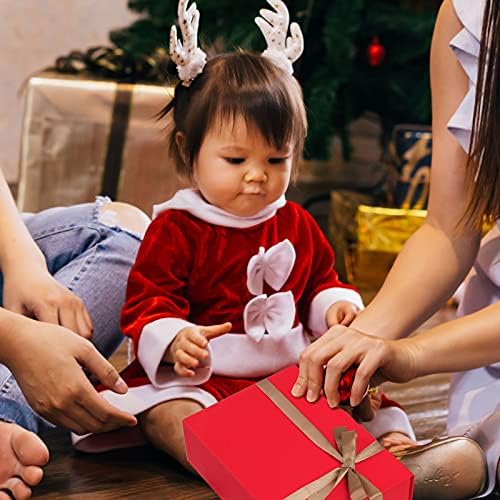 LIFELUM Red Gift Box for Christmas with Magnetic Lid, 8"x7"x3"