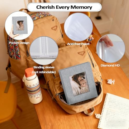 Popotop 2 Pack Photo Album 5x7 Pictures, Small Linen Slip-in Photo Albums Book for 80 Photos with 40 Pockets, Birthday Gifts for Women Mom Family Baby