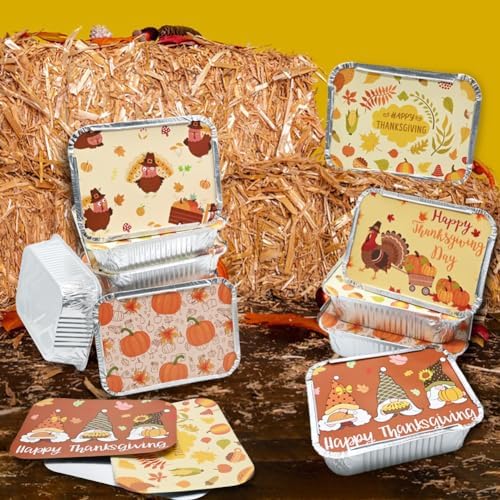 42Pcs Thanksgiving Leftover Containers with Lids, Tin Foil Containers