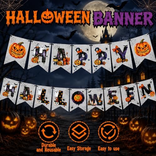 Halloween Decorations - Happy Halloween Banner for Indoor Outdoor