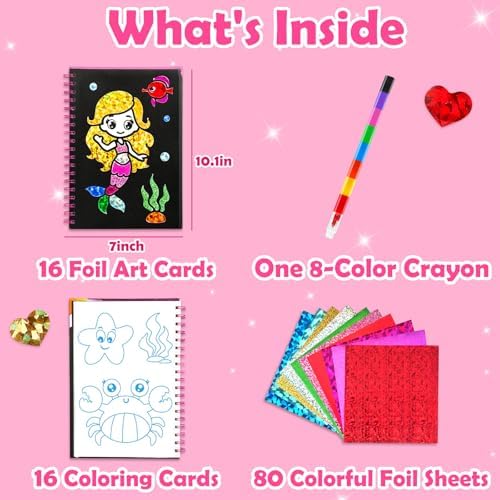 FUNNYB&G Foil Art Craft Kit for Kids, Sparkly Birthday Gift Toy for Girls