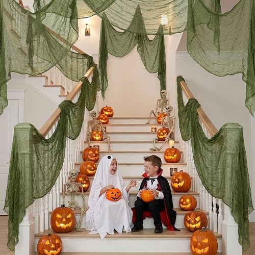 400"x85" Halloween Dark Green Creepy Cloth, Oversize Halloween Cheese Cloth