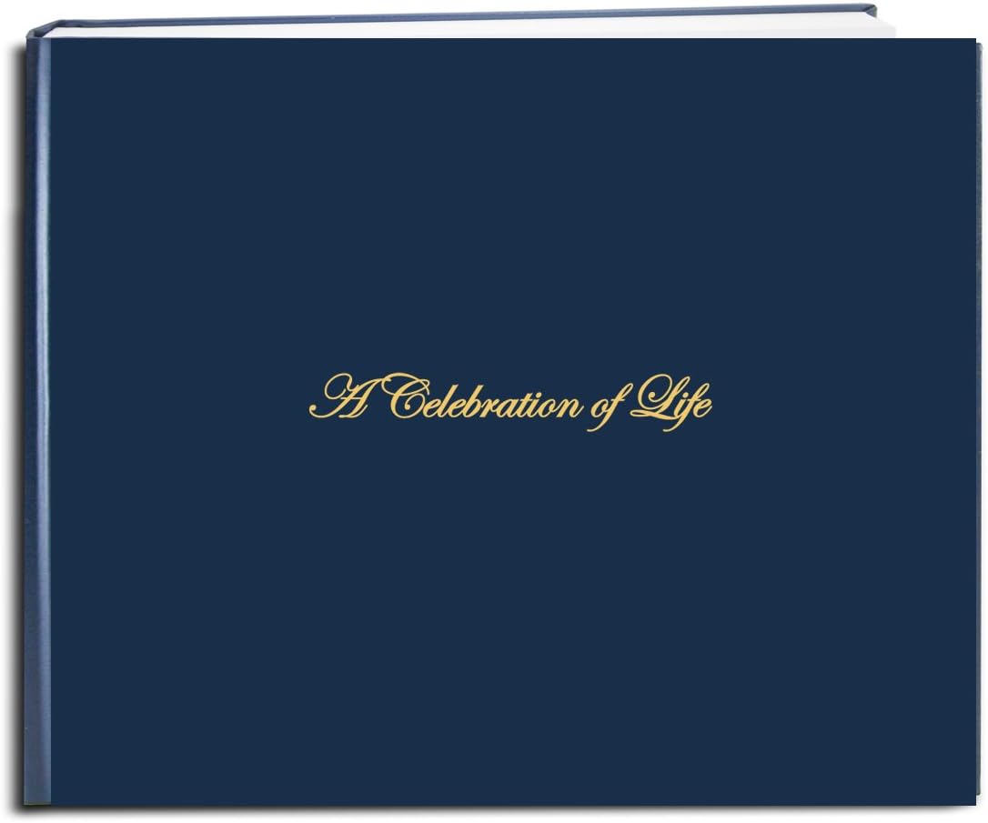 BookFactory Funeral Guest Book, 8 7/8" x 7" Blue Hardbound, 48 Pages