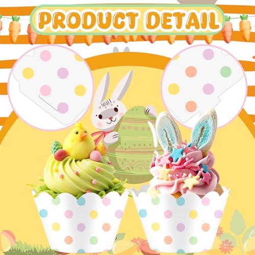 Domensi 100 Pcs Pastel Polka Dot Paper Baking Cups Cupcake Wrappers Pastel Scalloped Polka Dot Edge Cupcake Muffin Liner Baking Liner for Spring Summer Easter Dessert Decoration Wedding Party Supplies