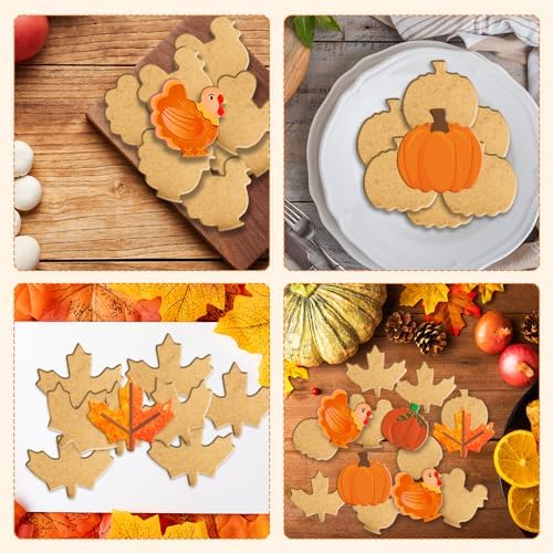 Fall Thanksgiving Cookie Cutters, 3PCS Large 3.2" to 3.6" Stainless Steel Autumn Cookie Cutters Fall Theme Holiday Shapes of Turkey, Maple Leaf, Pumpkin for Home Baking Kit Birthday Party Supplies