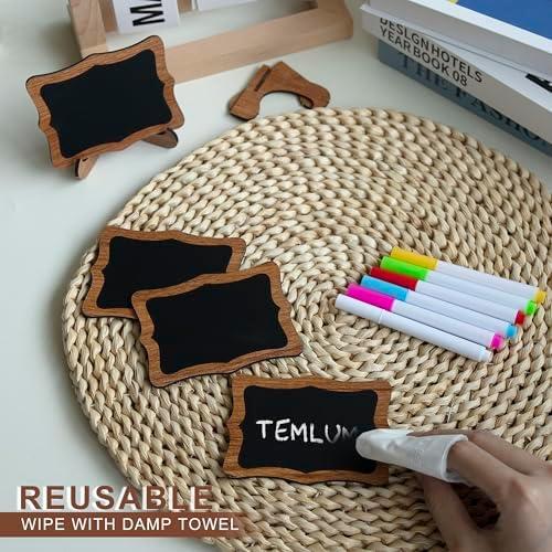 Temlum 15pcs Mini Chalkboard Sign, 2.9″x3.9″ Small Chalkboards, Wavy Shaped