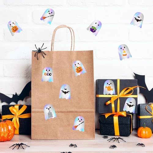 FEBSNOW 600Pcs Halloween Stickers, Holographic Ghost Decals for Kids