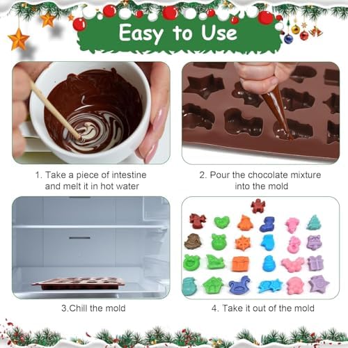 2pcs Christmas Silicone Molds Fondant Chocolate Christmas Molds