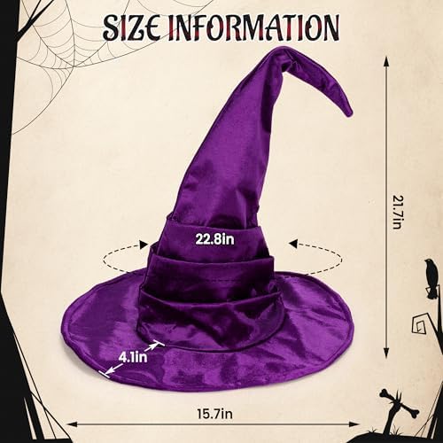 Ibeauti Witch Hat Women Large Ruched Halloween Witch Hat Costume Accessory for Party