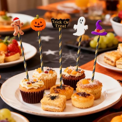 100 Black Gold Striped Paper Drinking Straws – 7.75 inch Disposable Drinking Straws for Cocktail, Halloween, Christmas, Party Supplies & Decorations