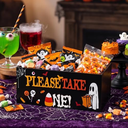 CJiangpo Halloween Candy Bowl Holder 3D Large Wooden Trick or Treat Holder