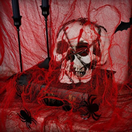 600 x 80 in Halloween Creepy Cloth for Yard and Outdoor Decorations, Red