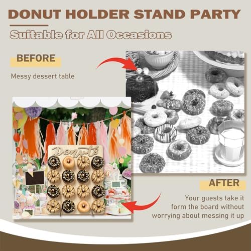 Wood Donut Wall Display Stand Holds 16 Donuts, 1 Pack Natural