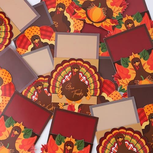 JOYIN 18PCS Thanksgiving Cutlery Holders Set, Thanksgiving Turkey Utensil Décor, Autumn Fall Harvest Party Supplies, ThankYou Cards, Table Decoration, Party Favors