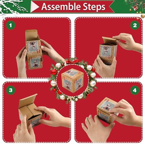 ONESING 24 Pcs DIY Christmas Advent Calendar Boxes for 2026, 24 Days Countdown Calendar Gift for Adults and Kids Christmas Kraft Cardboard Number Boxes Make & Fill Your Own Advent Calendar Boxes