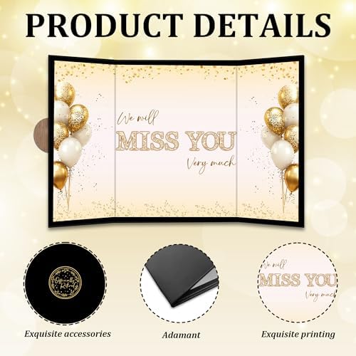 Black Gold Retirement Party Decoration - We Will Miss You Guest Book - Alternative Signature Book for Women Men - Golden Signing Card Board-Retirement Gifts For Farewell Party Supplies & Favors-A05