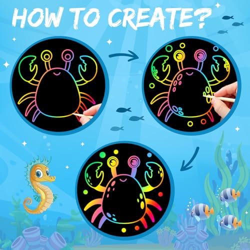 ZMLM Scratch Paper Art-Crafts Gift: 2 Pack Rainbow Notebooks Supplies Toys