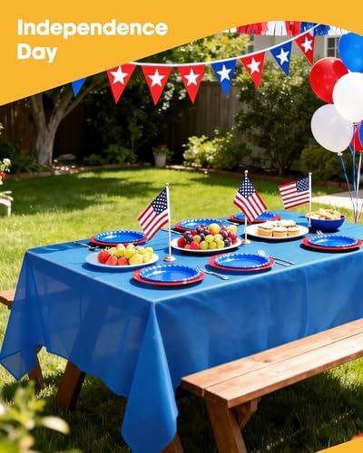 Niuara Blue Plastic Table Cloth Disposable, 4 Pack, 54 x 108 in