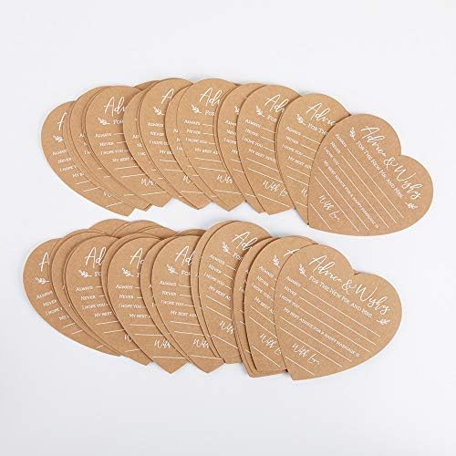 Kate Aspen Wedding Advice And Wishes For The Mr And Mrs - Heart Shaped Cards (Set of 50) Rustic Kraft Paper