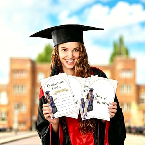 Graduation Invitations 2026 with Envelopes - 20 Pack Class of 2026 Tuxedo style Graduation Party Invitations, 4x6 Inch Fill-in Graduation Announcements for High School or College - A07