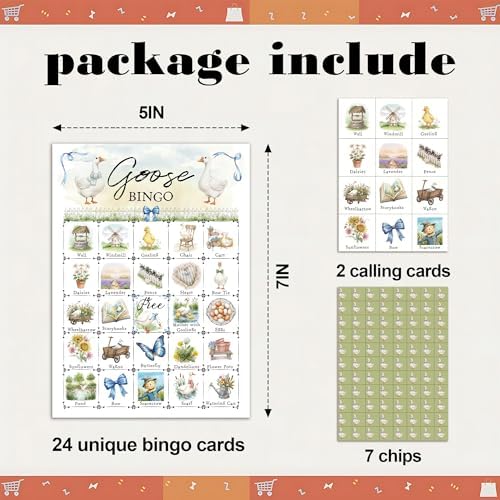 Goose Bingo Game Cards, Silly Goose Bingo Set for Adults Large Group, Spring Fun Games, Funny Party Activities, Icebreaker Games for Family Friends, 09