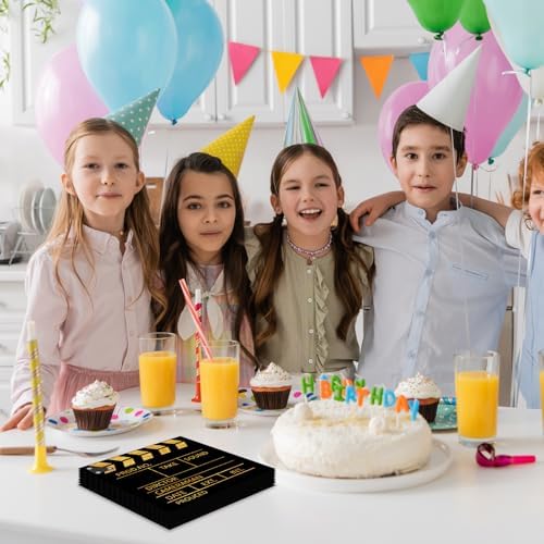 50 Pcs Movie Night Paper Napkins 6.5 x 6.5 Inches, Movie Theme Disposable Luncheon Dinner Party Napkins Cocktail Napkin for Film Action Lights Camera Popcorn Birthday Party Decorations (Movie Night)