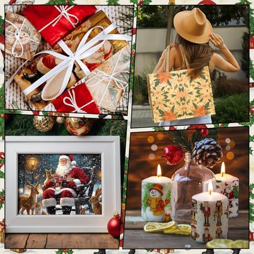 Gueevin 45 Pack Christmas Decoupage Napkins Vintage Holiday Craft Paper