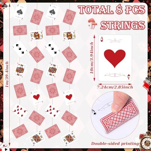 Xinnun 8 Pcs Wonderland Tea Party Decorations Fairytale Poker Cards Garland